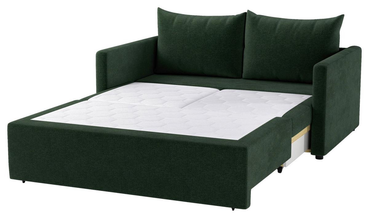 Schlafsofa Cologne Dunkelgrün B: 152cm - Dunkelgrün/Schwarz, Design, Textil (152/89/92cm) - MID.YOU