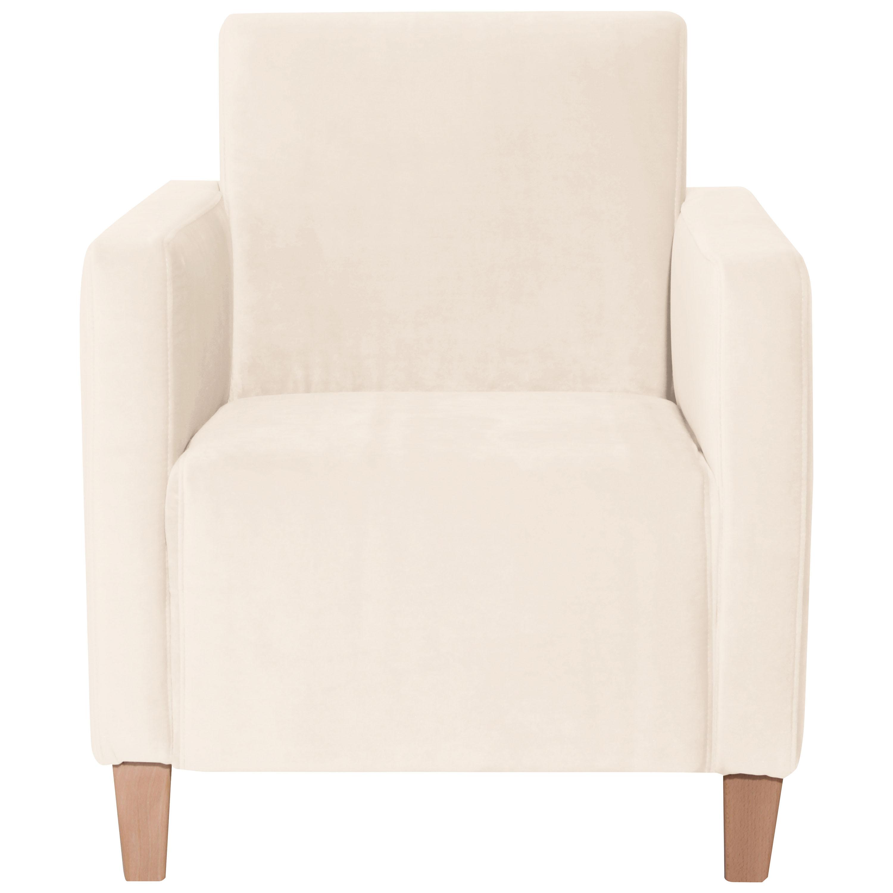 Polstersessel Mit Armlehnen Milla Samt/velours Creme - Creme/Naturfarben, Design, Textil (71/81/70cm) - Max Winzer