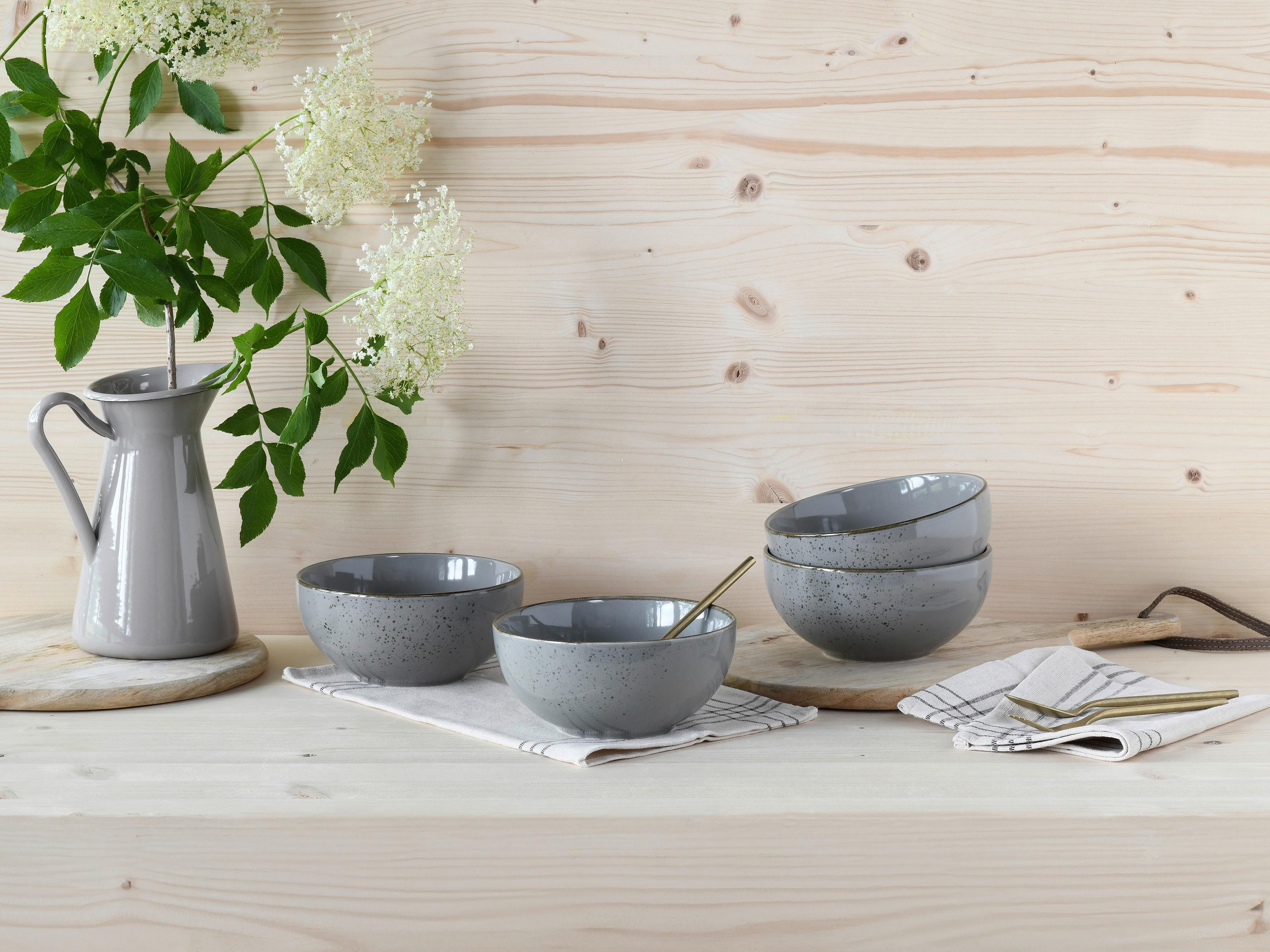 Schüsselset Nature Collection Stone, 4--Teilig., Grau - Grau, Design, Keramik - Creatable