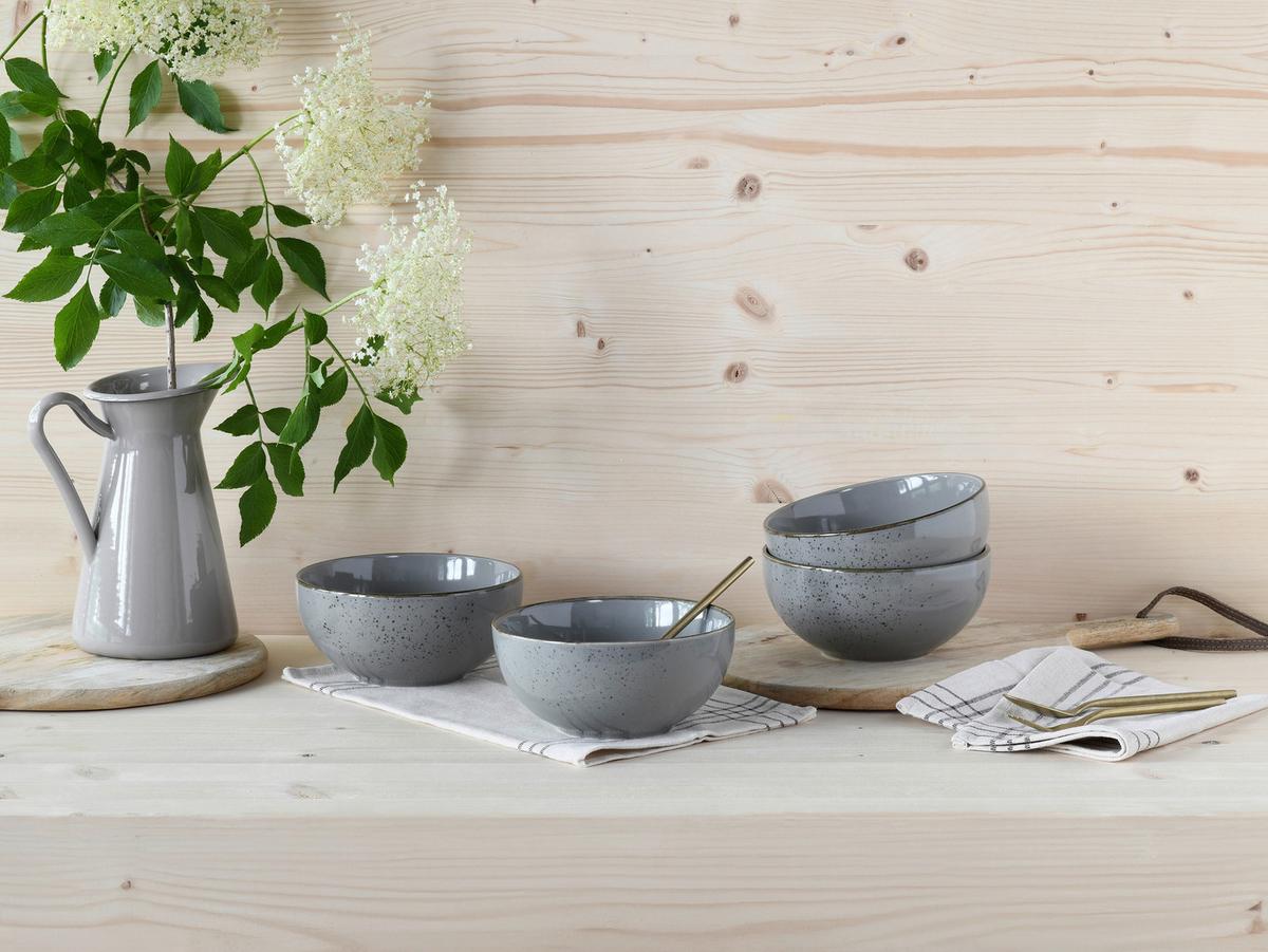 Schüsselset Nature Collection Stone, 4--Teilig., Grau - Grau, Design, Keramik - Creatable