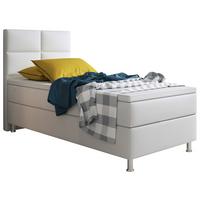 Boxspringbett Miami - Silberfarben/Weiß, KONVENTIONELL, Leder/Textil (90/115/210cm) - MID.YOU