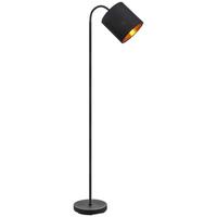 Stojacia lampa Goldi, E27 max. 25W - čierna/zlatá, Modern, kov/textil (22/20/173cm) - Mömax