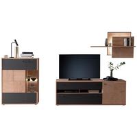 Wohnkombination teilmassiv 3tlg. Valencia Anthrazit/Eiche - Eiche Bianco/Anthrazit, Design, Glas/Holz (328/193/50cm) - MID.YOU