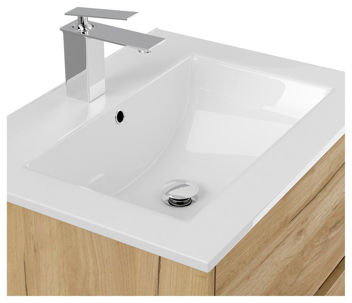 Waschtischkombi Limes Eiche Dekor B: B: 61,5cm - Eichefarben/Weiß, MODERN, Keramik/Holzwerkstoff (61,5/58,5/46,5cm) - MID.YOU