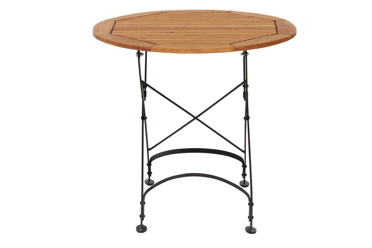 Gartentisch Klappbar Robinienholz/Metall ⌀ 85 cm - Robinienfarben/Schwarz, KONVENTIONELL, Holz/Metall (85/85/78cm) - Siena Garden