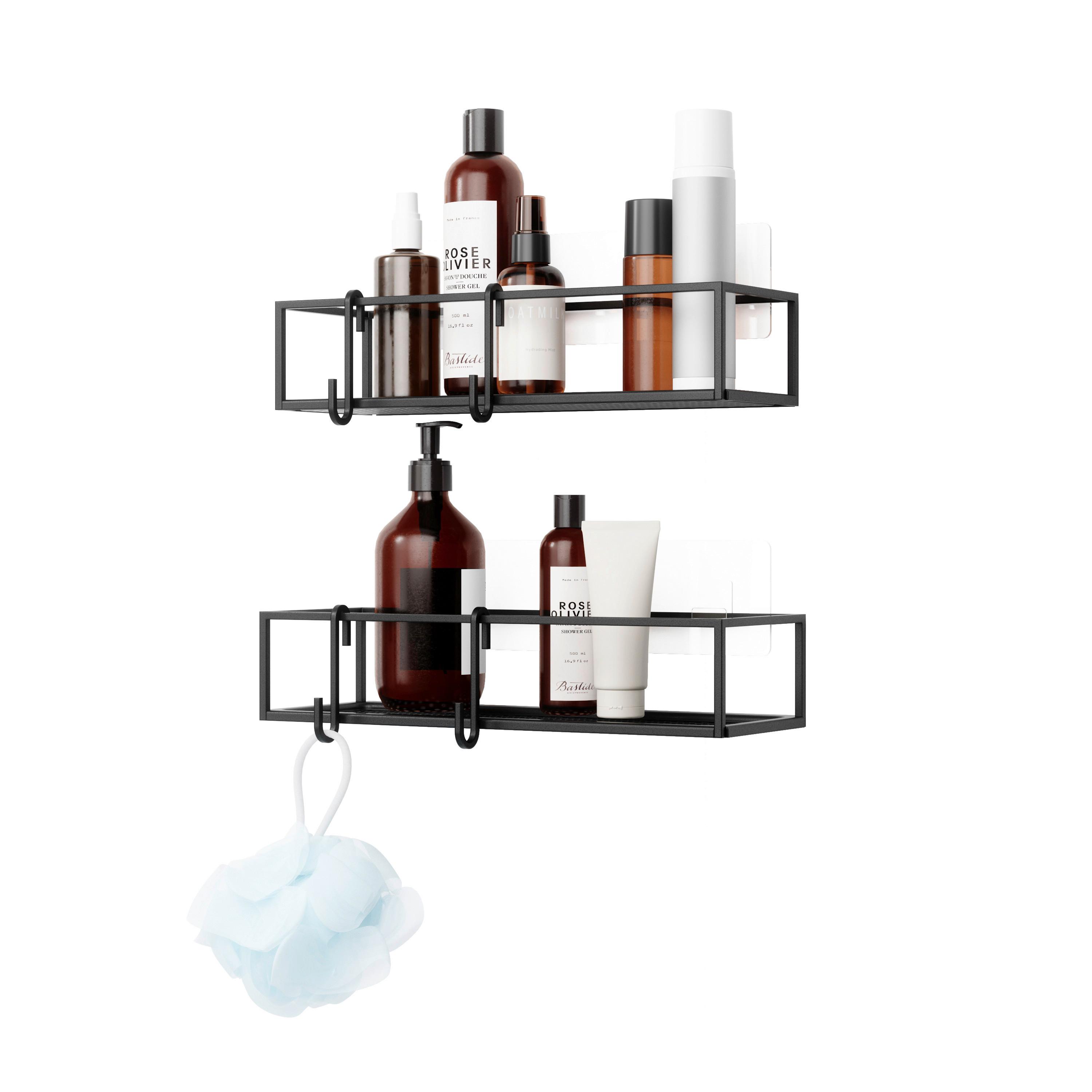 Regál do sprchovacieho kúta čierny, 2-Set - čierna, Modern, kov (32/6,5/12cm) - Mömax