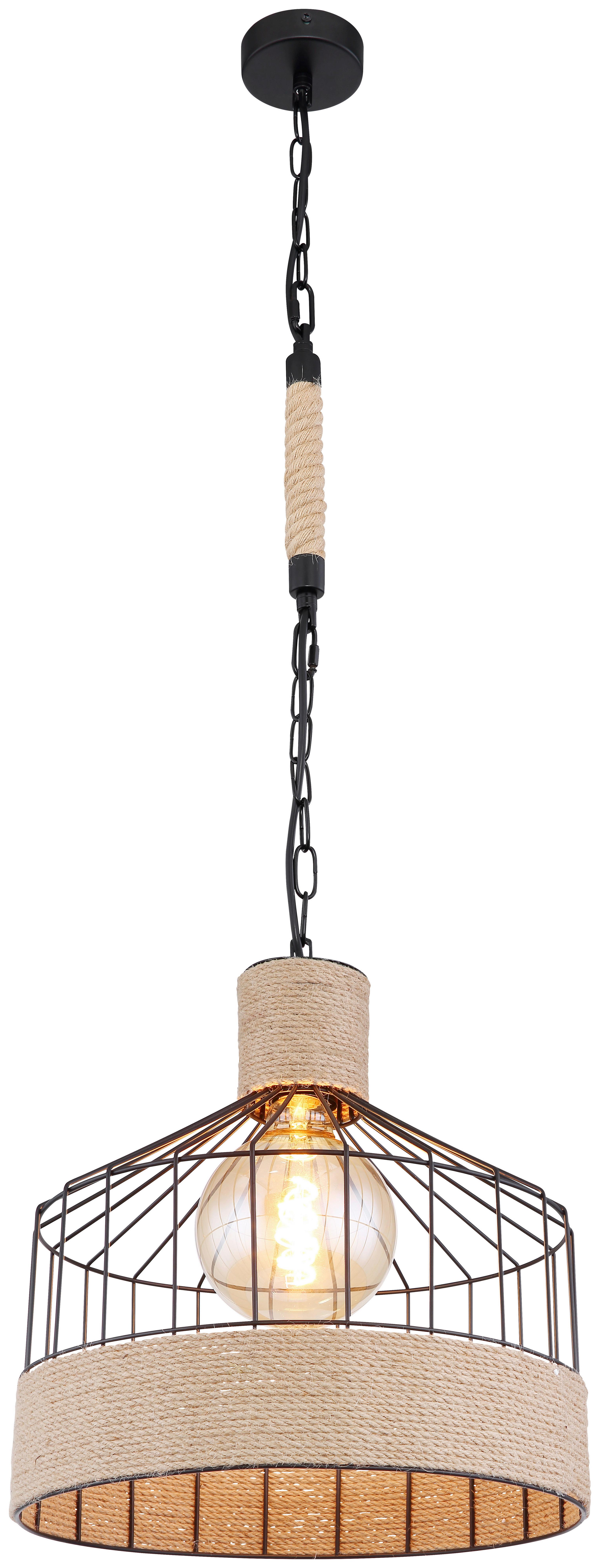 Hängeleuchte Halia H: 135 Cm 1-Flammig, Mit Hanfseil