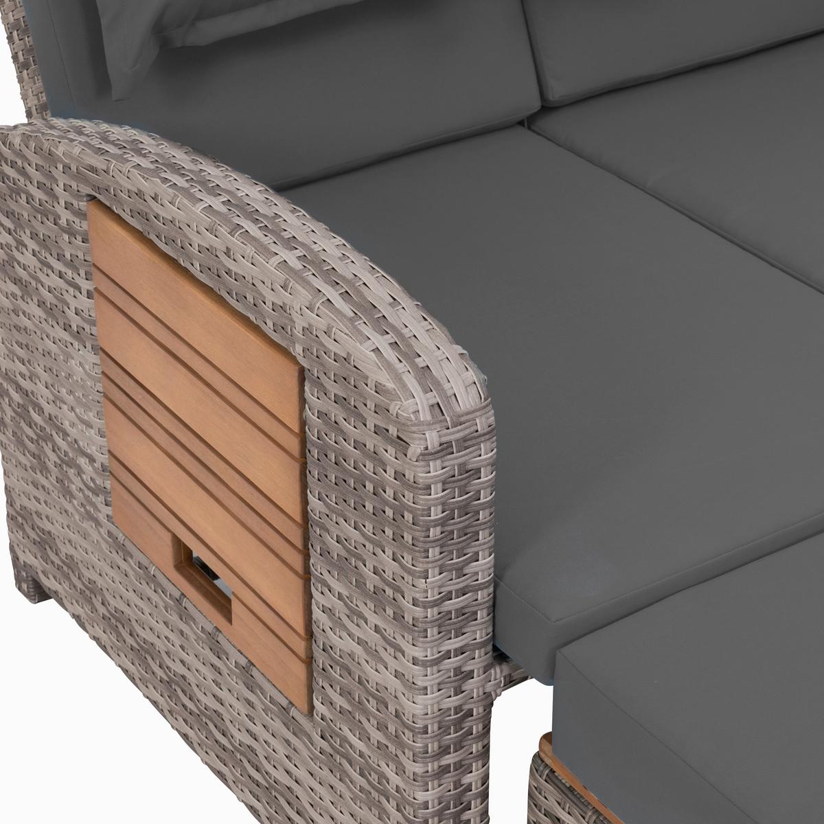 Loungegarnitur 2-Teilig Bahia Tobago Holz/Metall mit Kissen - Grau, Basics, Holz/Textil (117/93/74cm) - Gardenson