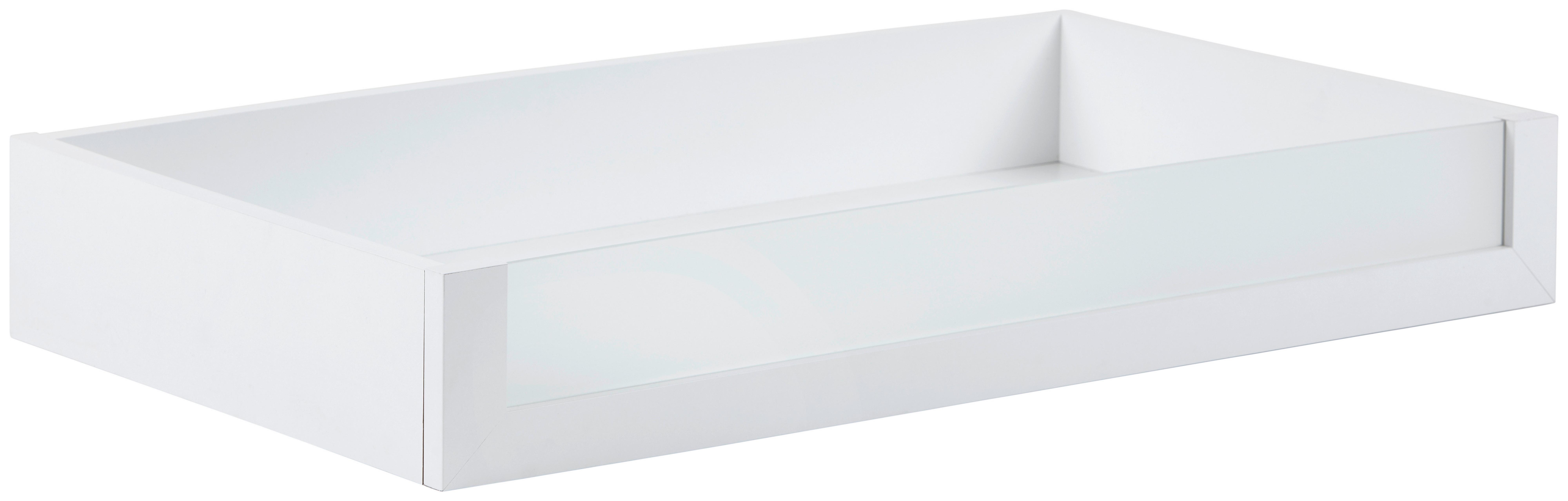 Schublade Unit Weiß B: 88 cm mit Glasvorderstück - Weiß, MODERN, Glas/Holzwerkstoff (87,9cm) - Ondega