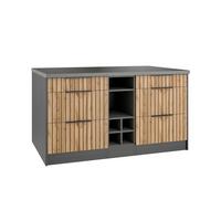 Kücheninsel Liverpool Graphit, Eiche Dekor B: 153 cm - Schieferfarben/Eiche Wotan, Basics, Holzwerkstoff (153/86/101cm) - Held