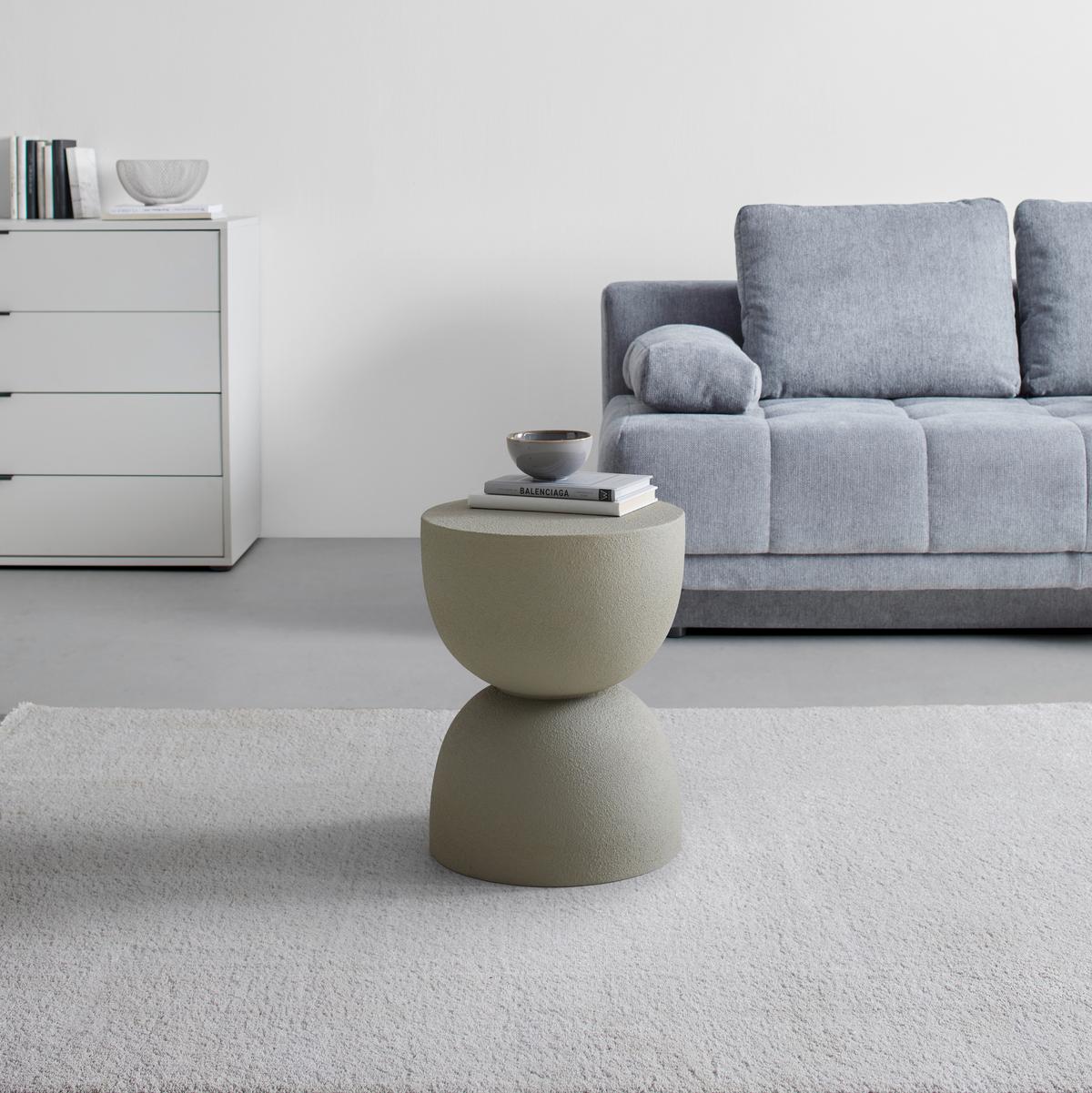 Odkládací stolek TONDO šedá - šedohnědá, Moderní, kámen (34/45/34cm) - Premium Living