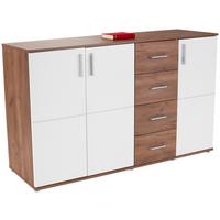 Kommode B: 175,6 cm Ina, Kraft Eiche Dekor/Weiß - Eichefarben/Weiß, MODERN, Holzwerkstoff (175,6/95,2/38,3cm)