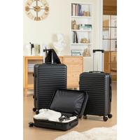 Reisekoffer Set 3-Tlg Florenz 4 Rollen Hartschale - Schwarz, Basics, Kunststoff/Textil - Ondega