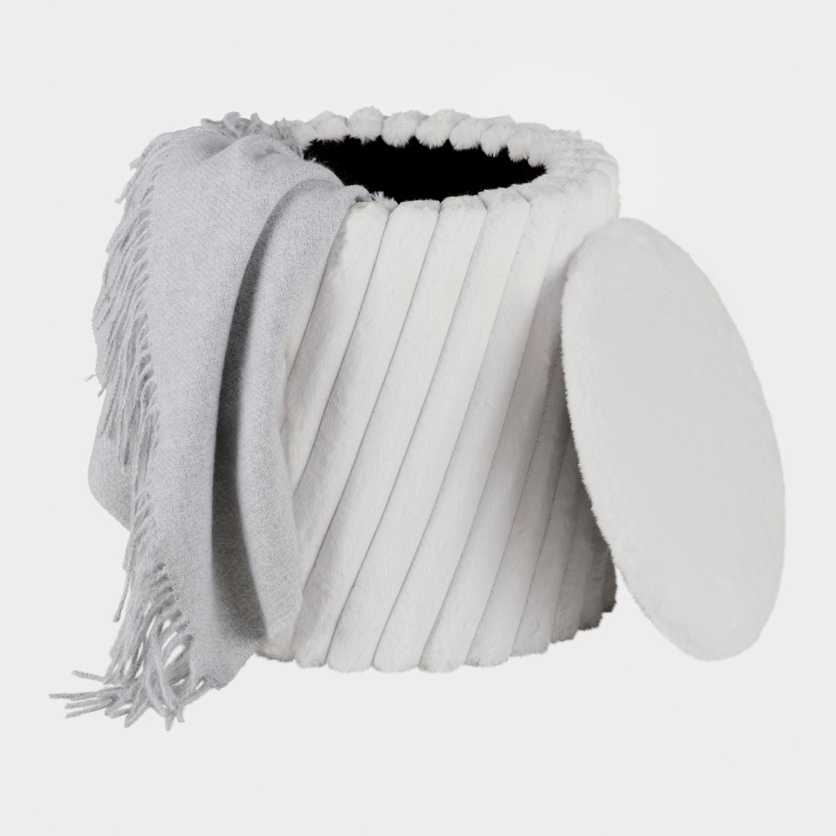 Taburetka CADY, biela um.kožušina, max.120 kg - biela, Romantik / Landhaus, kompozitné drevo/textil (37/40/37cm) - Mömax