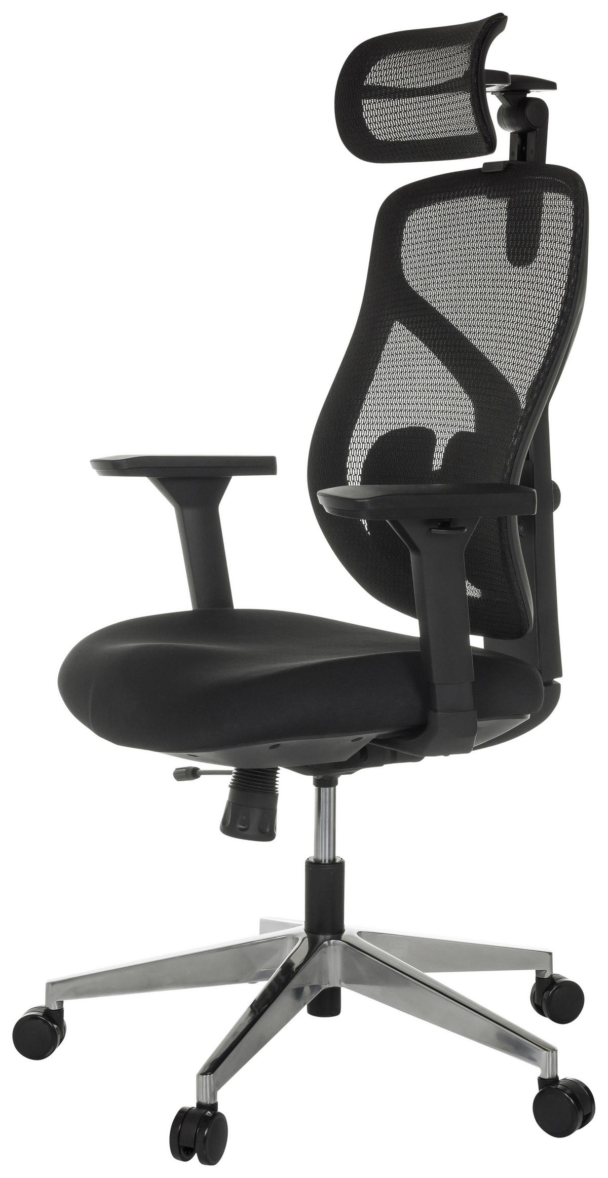 Drehstuhl Cassilis B Schwarz B: 70 Cm - Silberfarben/Schwarz, MODERN, Kunststoff/Textil (70/123 - 146/65cm) - MID.YOU