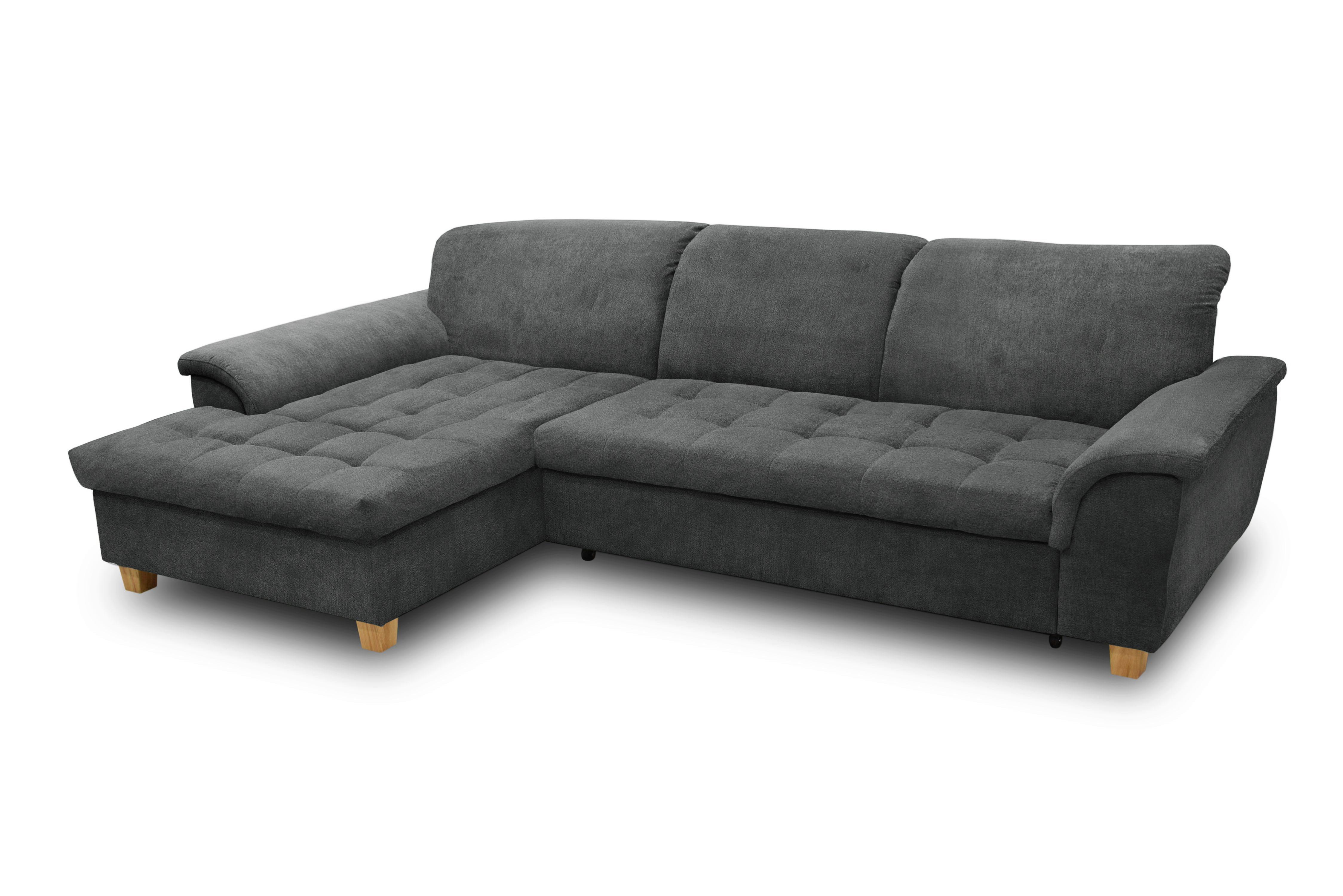 Ecksofa Franzi Dunkelgrau Mikrofaser - Eichefarben/Dunkelgrau, KONVENTIONELL, Textil (162/279cm) - MID.YOU
