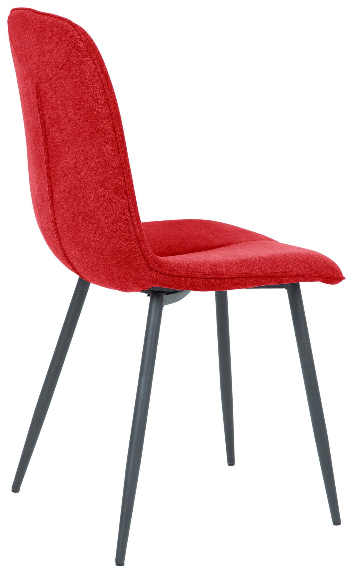 Esszimmerstuhl Lago Rot Echtholz Beine 2er-Set - Rot/Schwarz, MODERN, Holz/Textil (47/87/58cm) - P & B