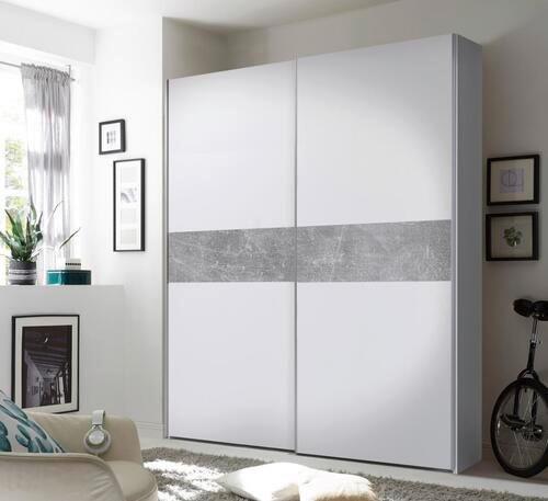 Schwebetürenschrank 170cm Starter, Weiß/beton - Eichefarben/Weiß, MODERN, Holzwerkstoff (170/195/59cm) - P & B