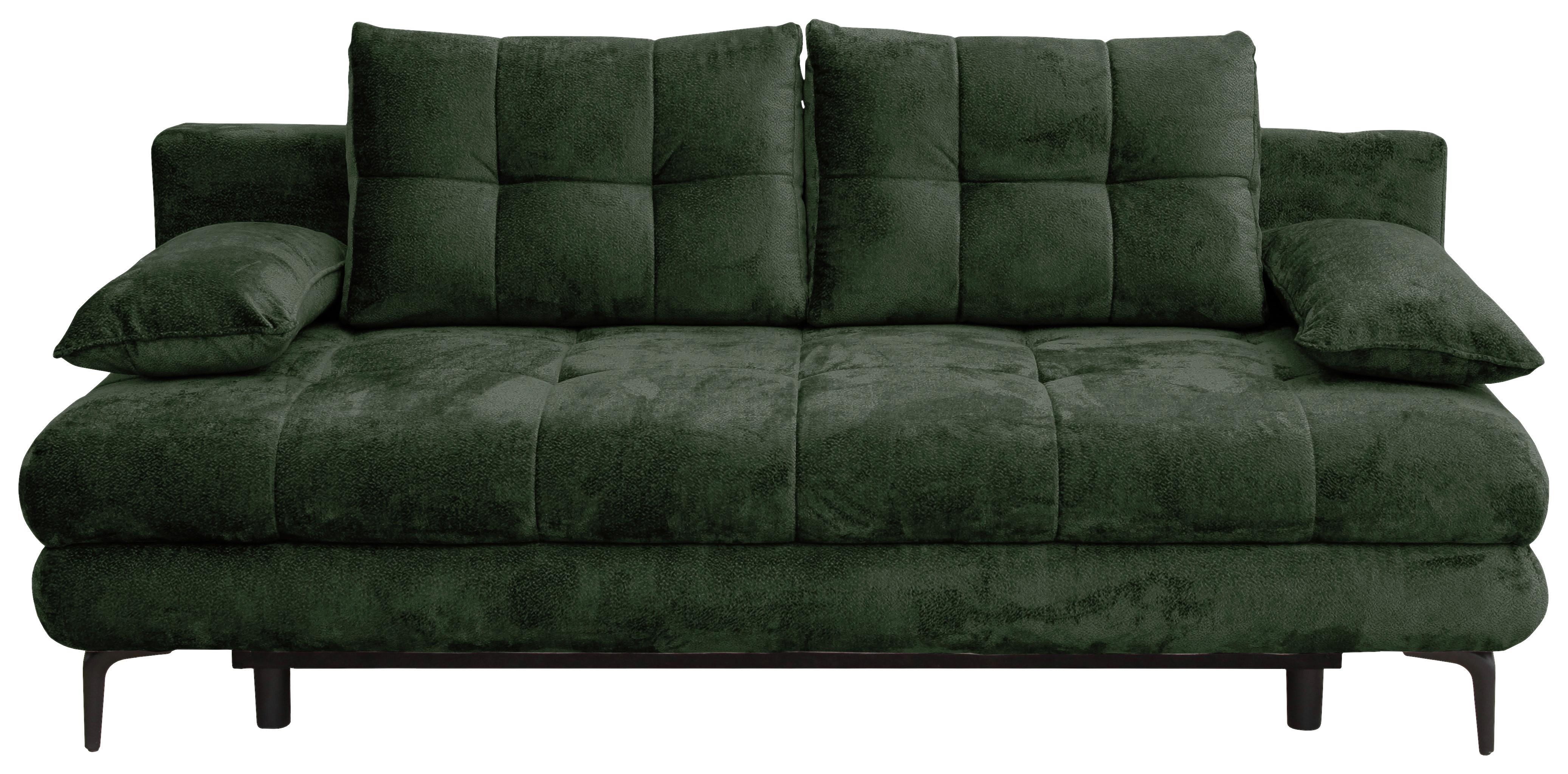 Rozkládací pohovka PERLA, tmavě zelený velur - černá/tmavě zelená, Konvenční, kov/textil (203/94/96cm)