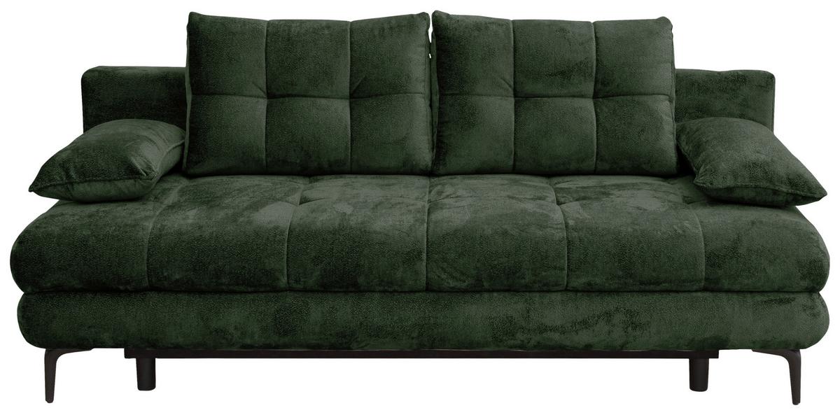 Rozkládací pohovka PERLA, tmavě zelený velur - černá/tmavě zelená, Konvenční, kov/textil (203/94/96cm)