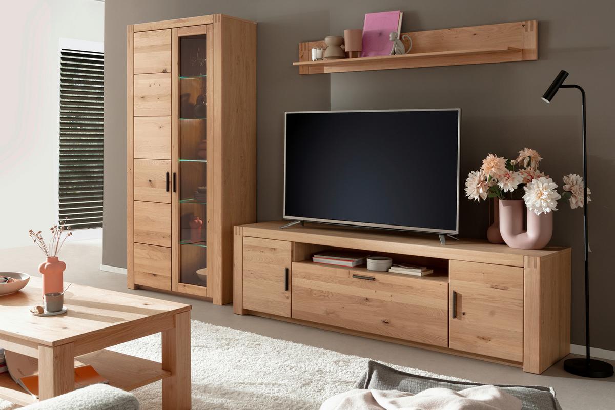 Vitrine Prag - Eichefarben, Design, Glas/Holz (97/203/37cm) - Livetastic