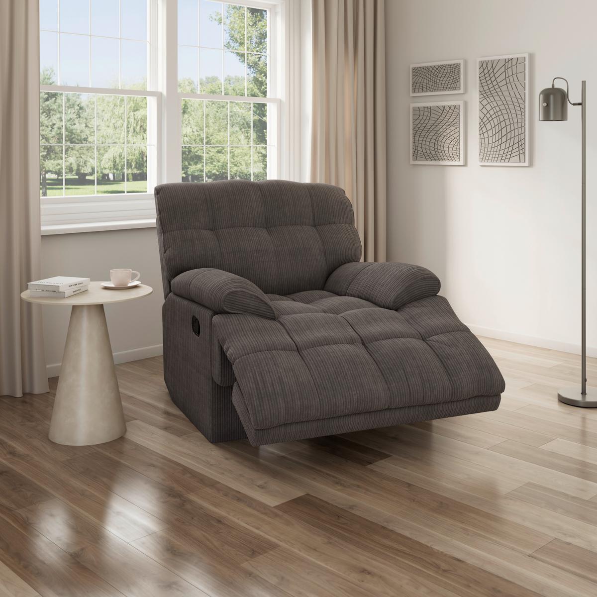 Relaxační křeslo NATALIE, tmavě šedé - černá/tmavě šedá, Moderní, kov/dřevo (98/94/106cm) - Bessagi Home