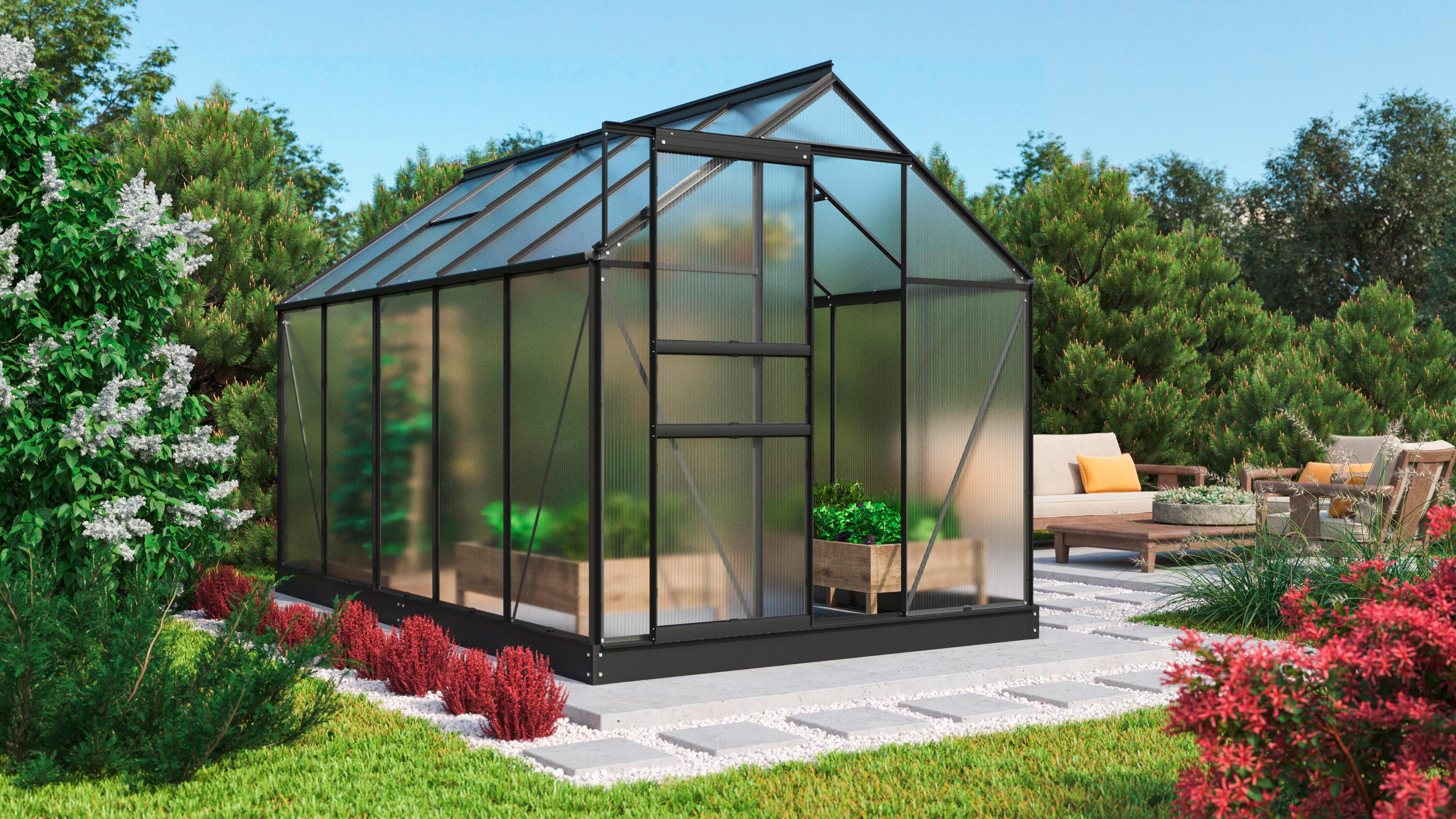 Gewächshausbausatz Comet 6200 6,2 M2 Metall/kunststoff - Schwarz, Basics, Kunststoff/Metall (195/197/321cm)