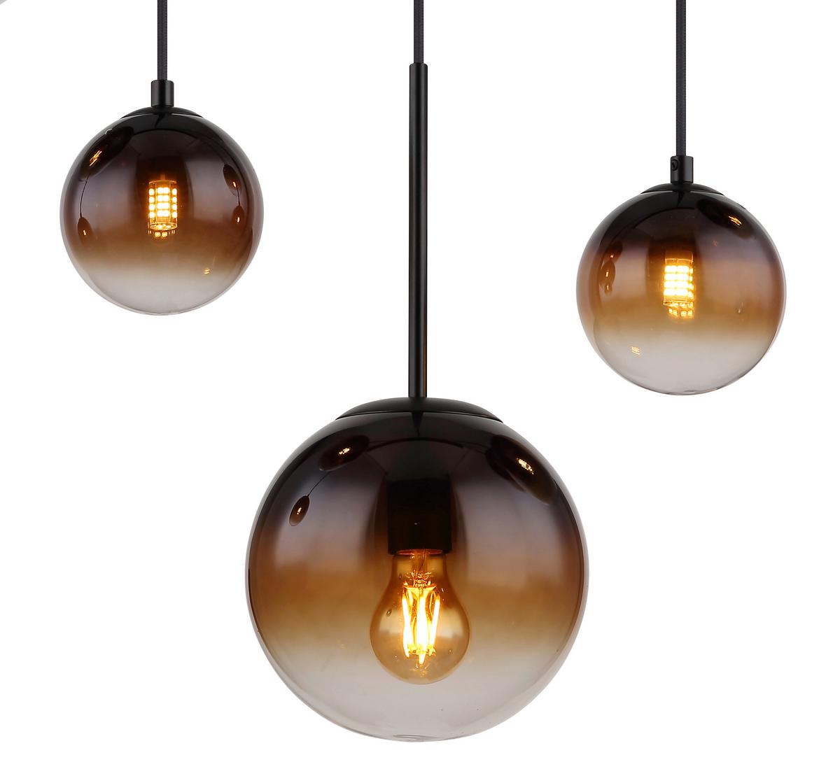Hängeleuchte 15167-6 - Klar/Schwarz, Design, Glas/Metall (91/20/117cm) - Globo