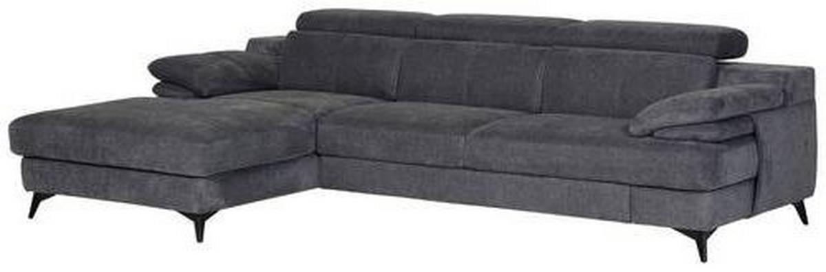Ecksofa Titus Dunkelgrau Chenille - Dunkelgrau/Schwarz, Design, Textil (291/80-98/178cm) - Livetastic