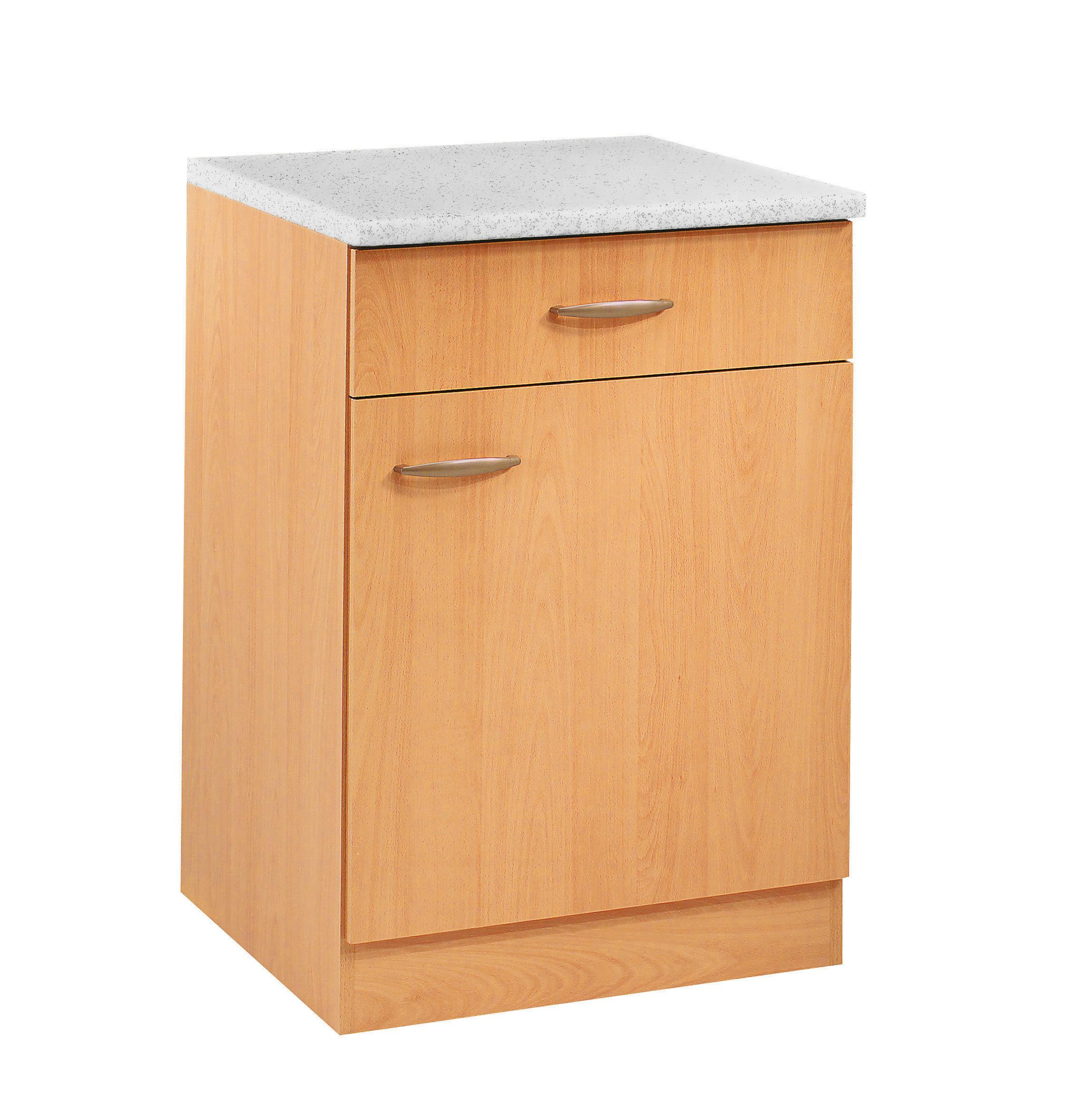 Kuchyňská Spodní Skříňka Nano Us 60 - šedá/barvy buku, Moderní, kompozitní dřevo/plast (60/85/57cm) - MID.YOU
