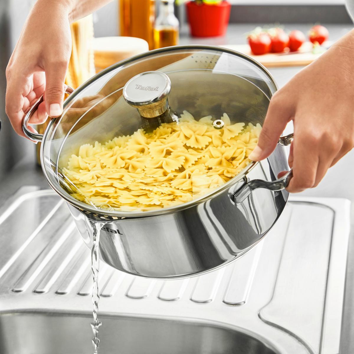 Kochtopfset 7-Tlg. Edelstahl Mit 3 Deckel - Edelstahlfarben, Basics, Glas/Metall (54/30/54cm) - Tefal