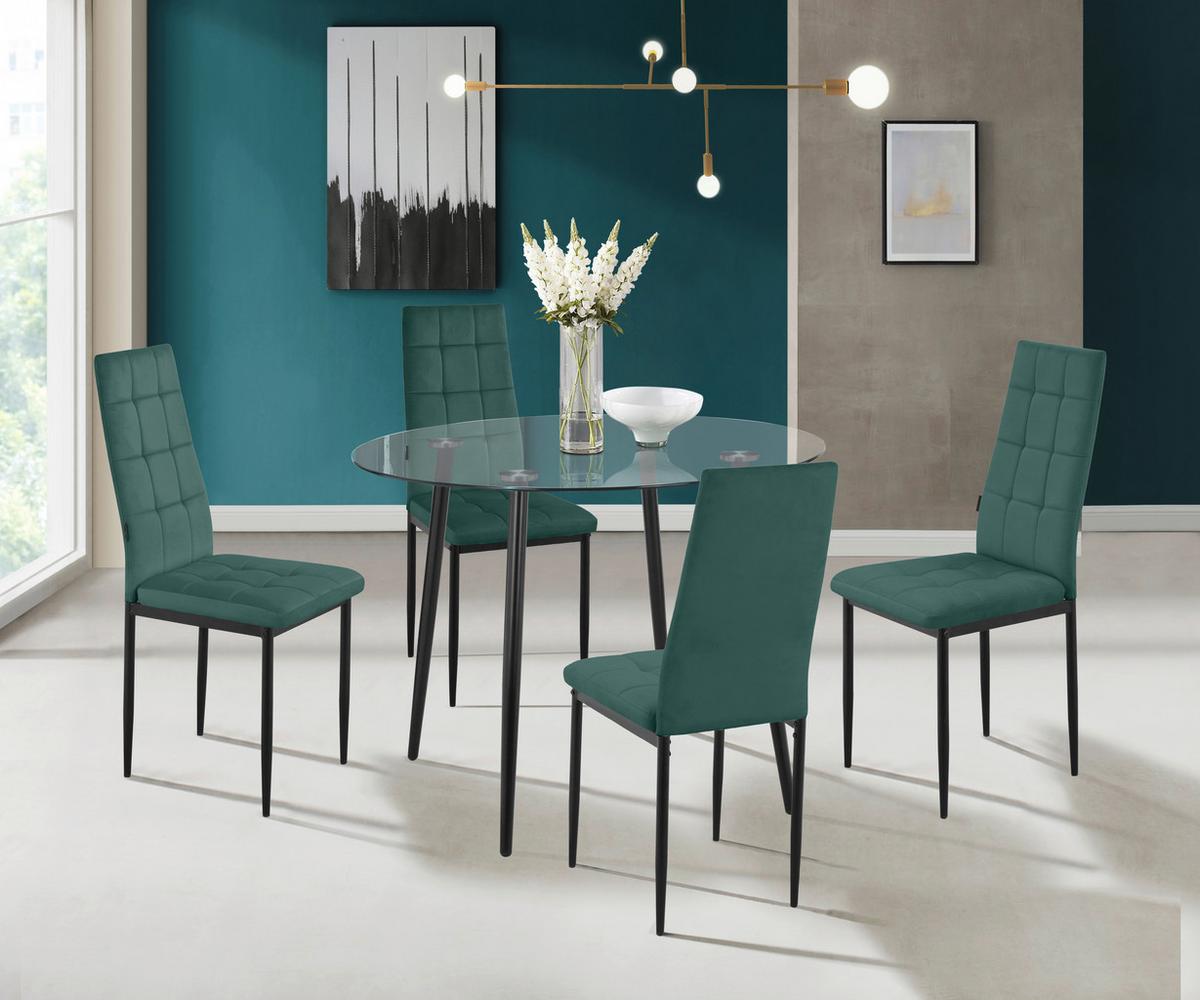 Stuhl Set Becca Dunkelgrün B: 42cm 2--Teilig - Dunkelgrün/Schwarz, Design, Textil/Metall (42/98/53cm) - MID.YOU