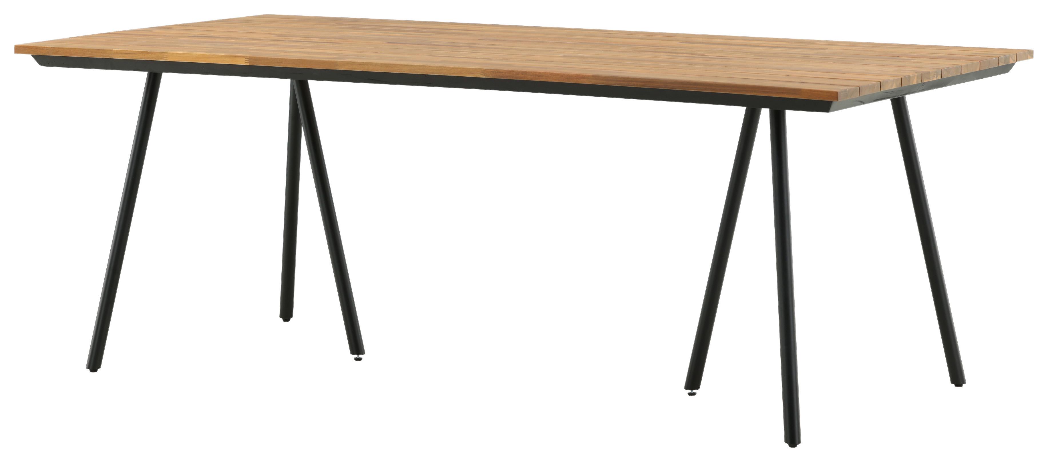 Gartentisch Chan - Schwarz/Teakfarben, KONVENTIONELL, Holz/Metall (200/100/74cm) - Gardenson
