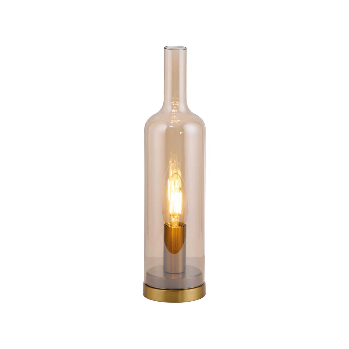 Tischleuchte, E14 14006-27 - Beige, Design, Glas/Kunststoff (8,5/8,5/34cm)