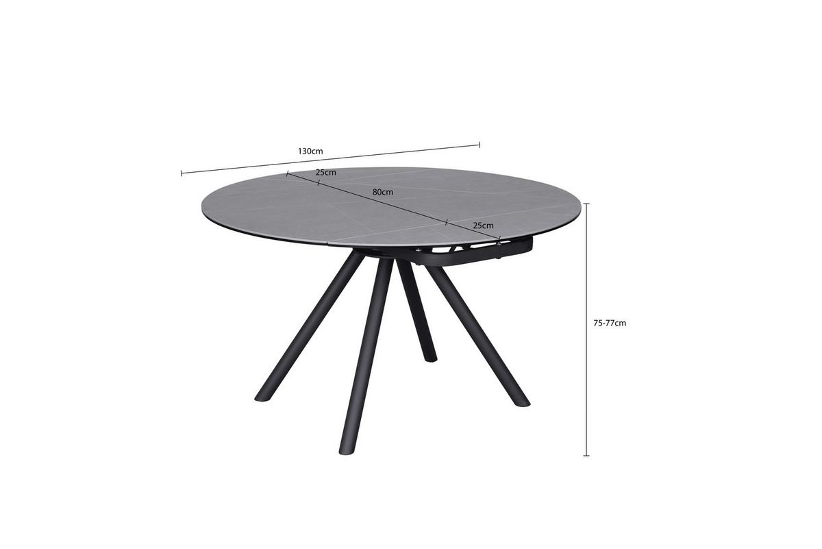 Esstisch Dalia - Schwarz/Grau, LIFESTYLE, Glas/Keramik (80-130/75-77/130cm) - MID.YOU