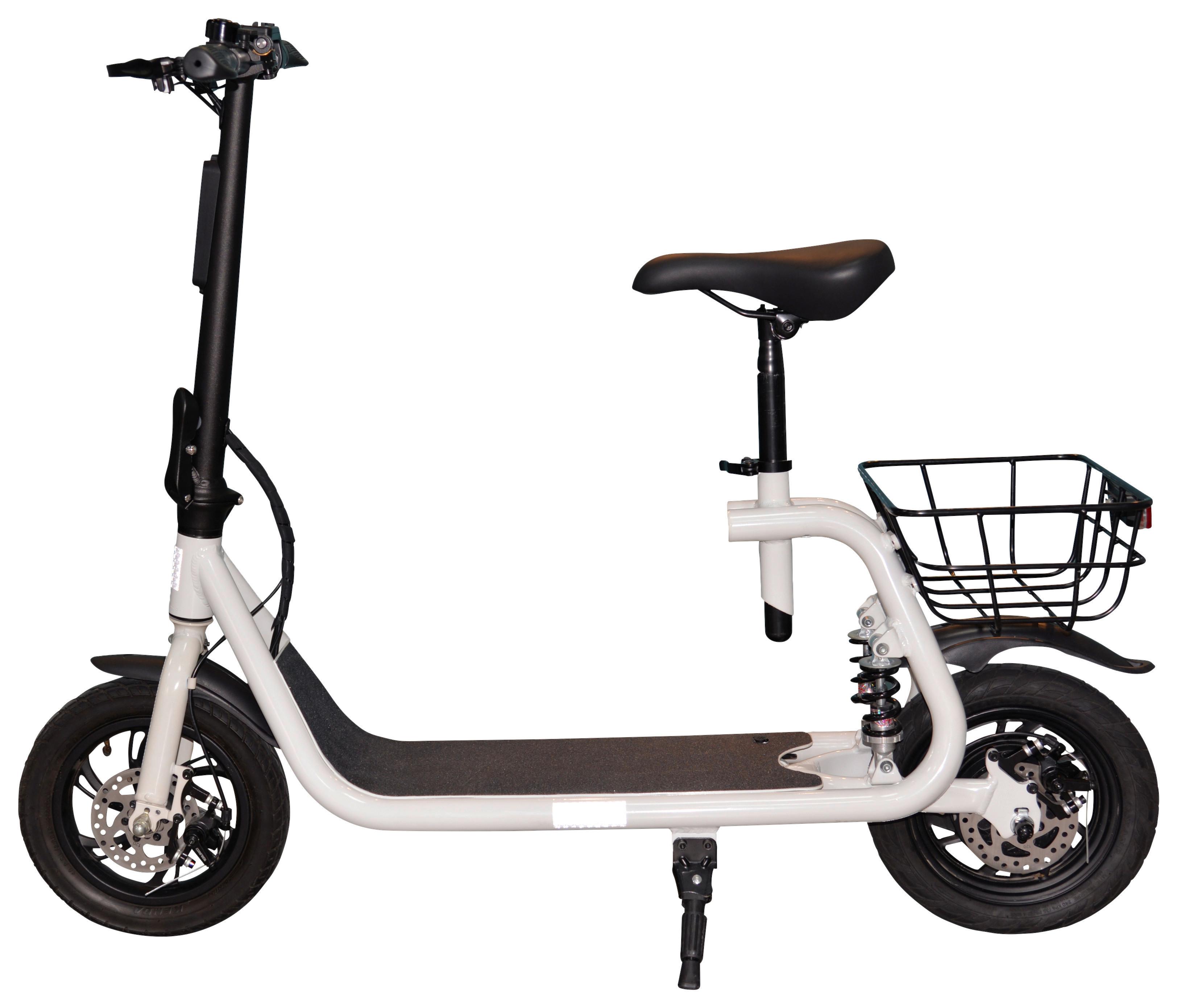 E-Scooter Klabbpar Es6 Mit Sitz inkl. Gepäckkorb - Weiß, Basics, Metall (128/48/94cm)