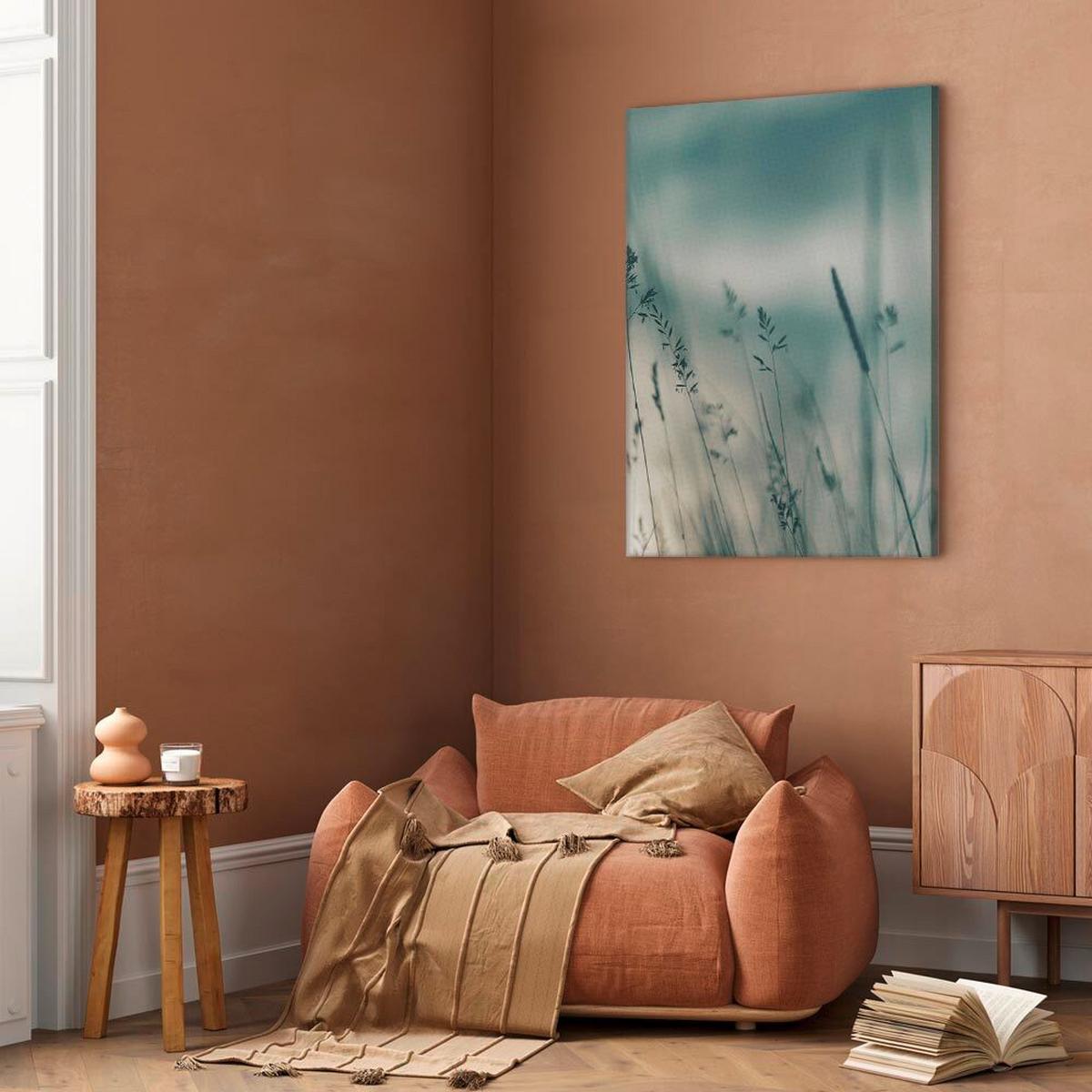 Leinwandbild Hellgrau Pastellblau B: 80 Cm - Pastellblau/Hellgrau, Basics, Holz/Textil (80/120/1.2cm) - artgeist