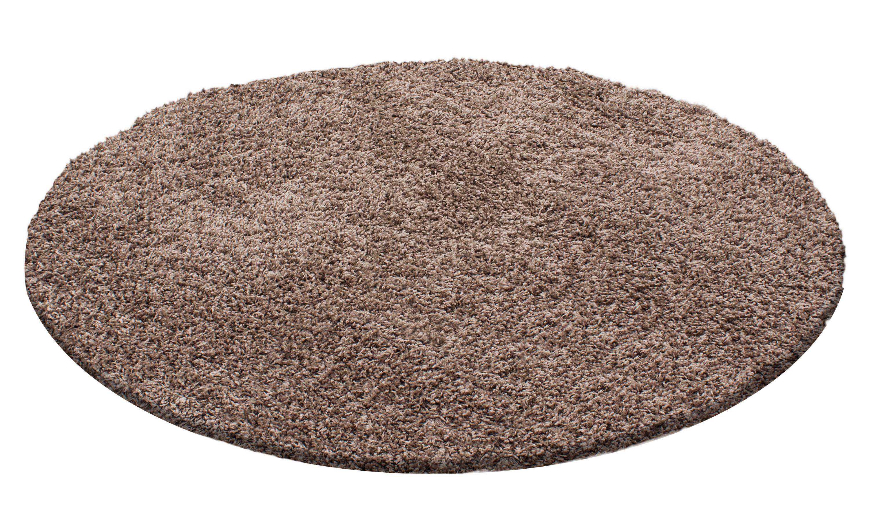 Hochflor Teppich Hellbraun Dream Rund Ø 120 cm - Hellbraun, KONVENTIONELL, Textil (120cm) - Novel