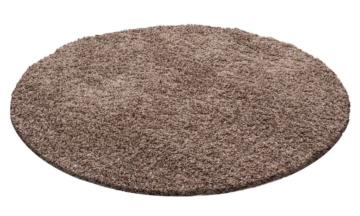 Hochflor Teppich Hellbraun Life Rund Ø 80 Cm - Hellbraun, KONVENTIONELL, Textil (80cm) - Novel