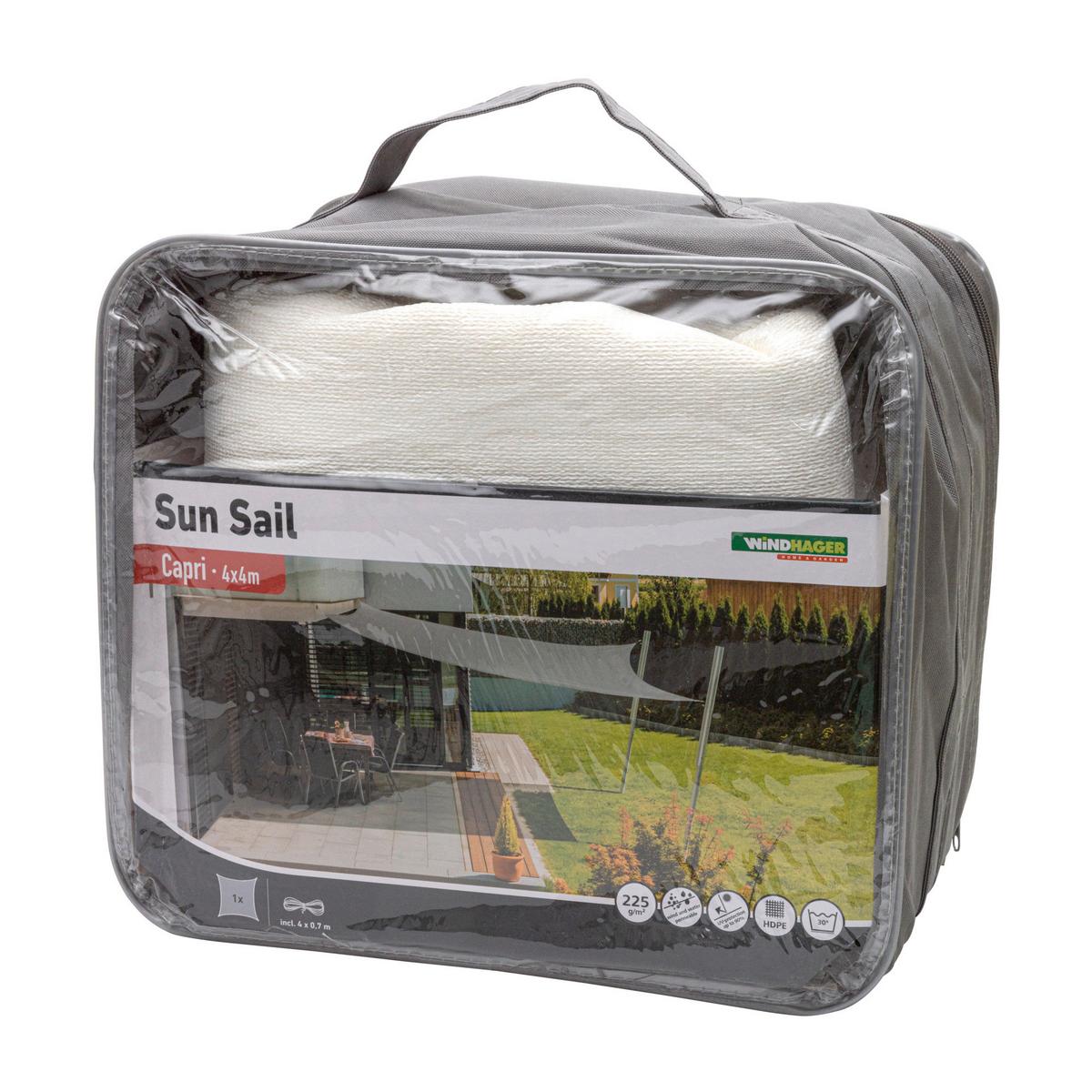 Sonnensegel Quadrat 4x4 m Capri QU - Weiß, Basics, Kunststoff (400/400cm) - Windhager