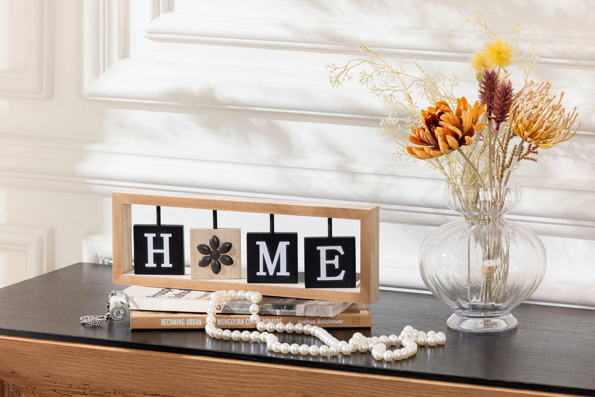 Dekoschild Alisson - Schwarz/Naturfarben, KONVENTIONELL, Holzwerkstoff/Metall (33/3/11cm) - Luca Bessoni