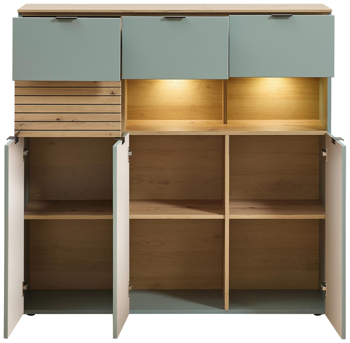 VYSOKÁ KOMODA MEMPHIS - černá/zelená, Moderní, kov/kompozitní dřevo (125/125/45cm) - Premium Living