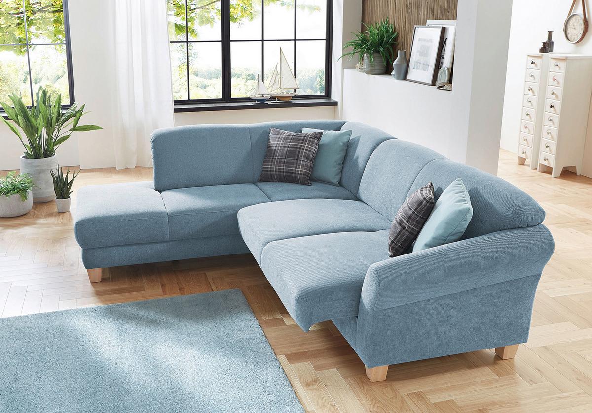 Ecksofa Gotland hellblau mit Bettkasten, 212x257 cm - Naturfarben/Hellblau, KONVENTIONELL, Textil (212/257cm) - Sit & More
