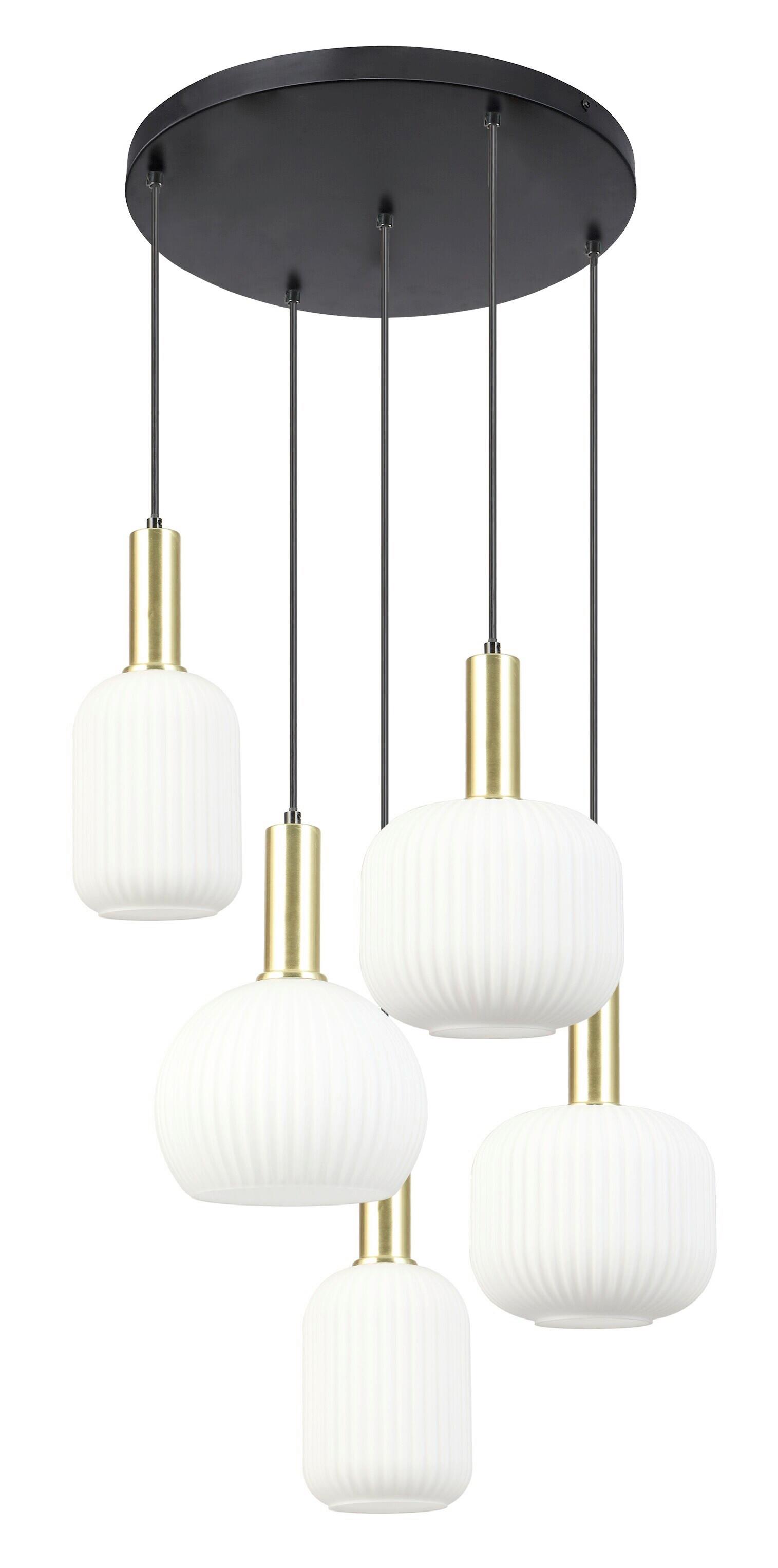 HÄNGELEUCHTE SCHER - Goldfarben/Schwarz, MODERN, Glas/Metall (54/57,5/150cm)