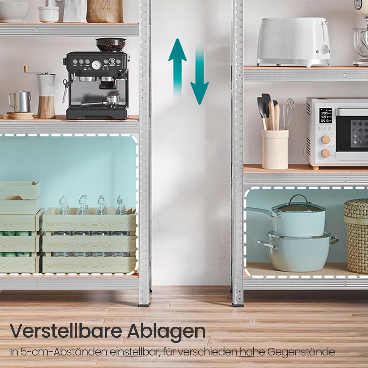 Schwerlastregalset Weiß, Hellbraun B: 90 cm - Hellbraun/Weiß, Basics, Holzwerkstoff (90/180/40cm)