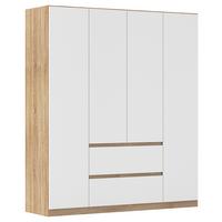 Drehtürenschrank Mainz Eichefarben B: 181 cm - Eichefarben/Weiß, Basics, Holzwerkstoff (181/210/54cm) - Rauch Möbel