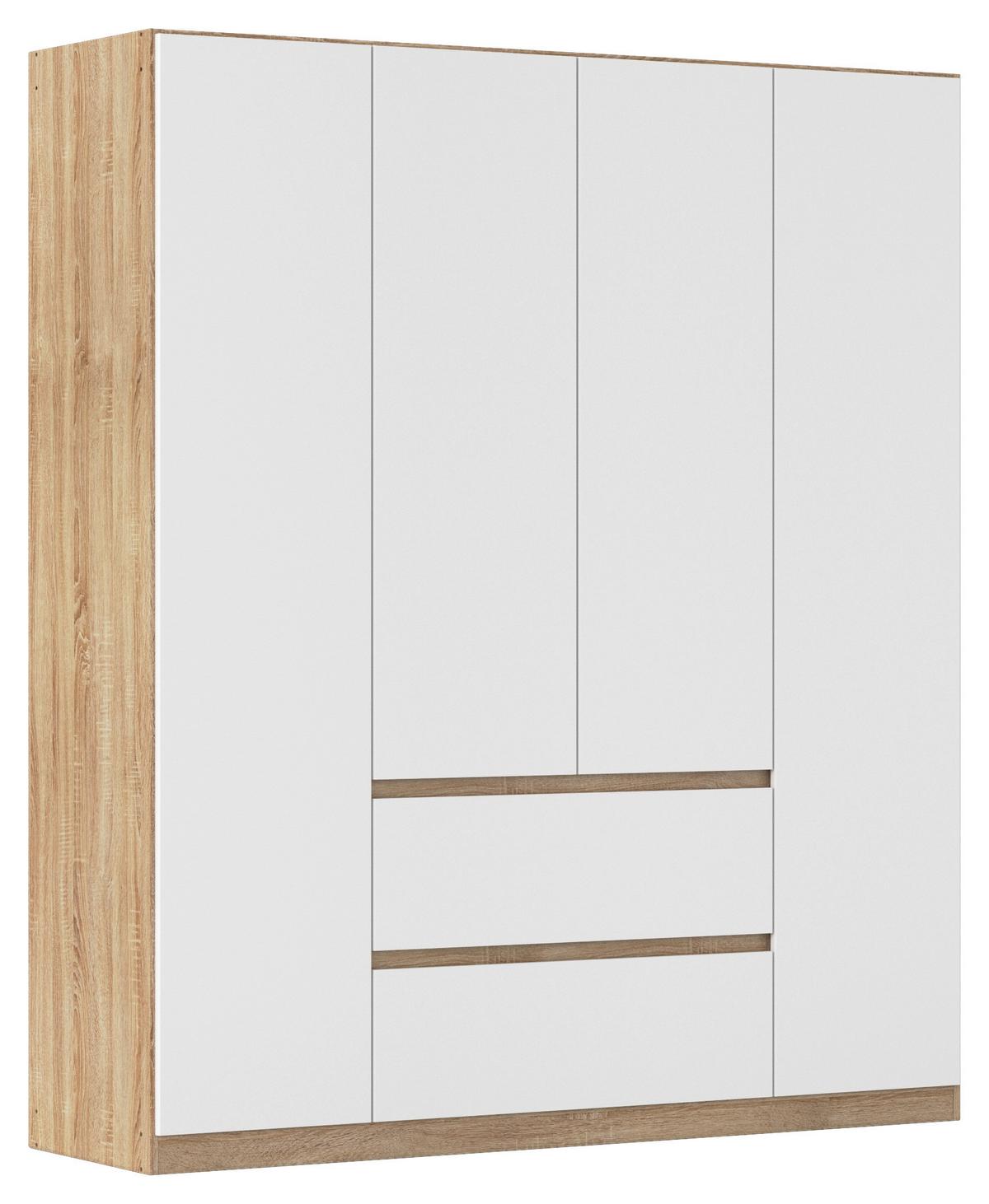Drehtürenschrank Mainz Eichefarben B: 181 cm - Eichefarben/Weiß, Basics, Holzwerkstoff (181/210/54cm) - Rauch Möbel