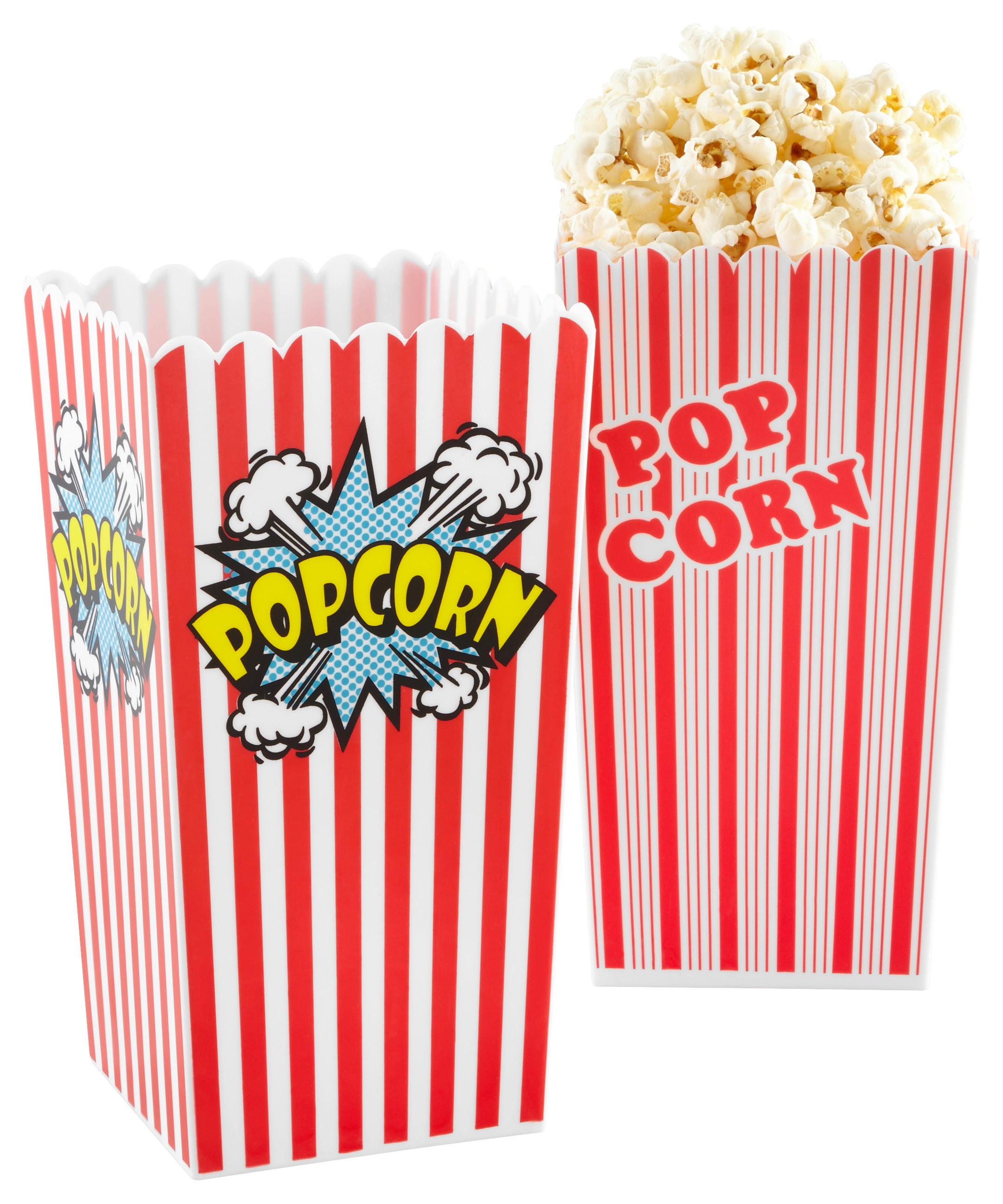 Nádoba na popcorn POPPY - biela/červená, plast (11/11/21,5cm) - Modern Living