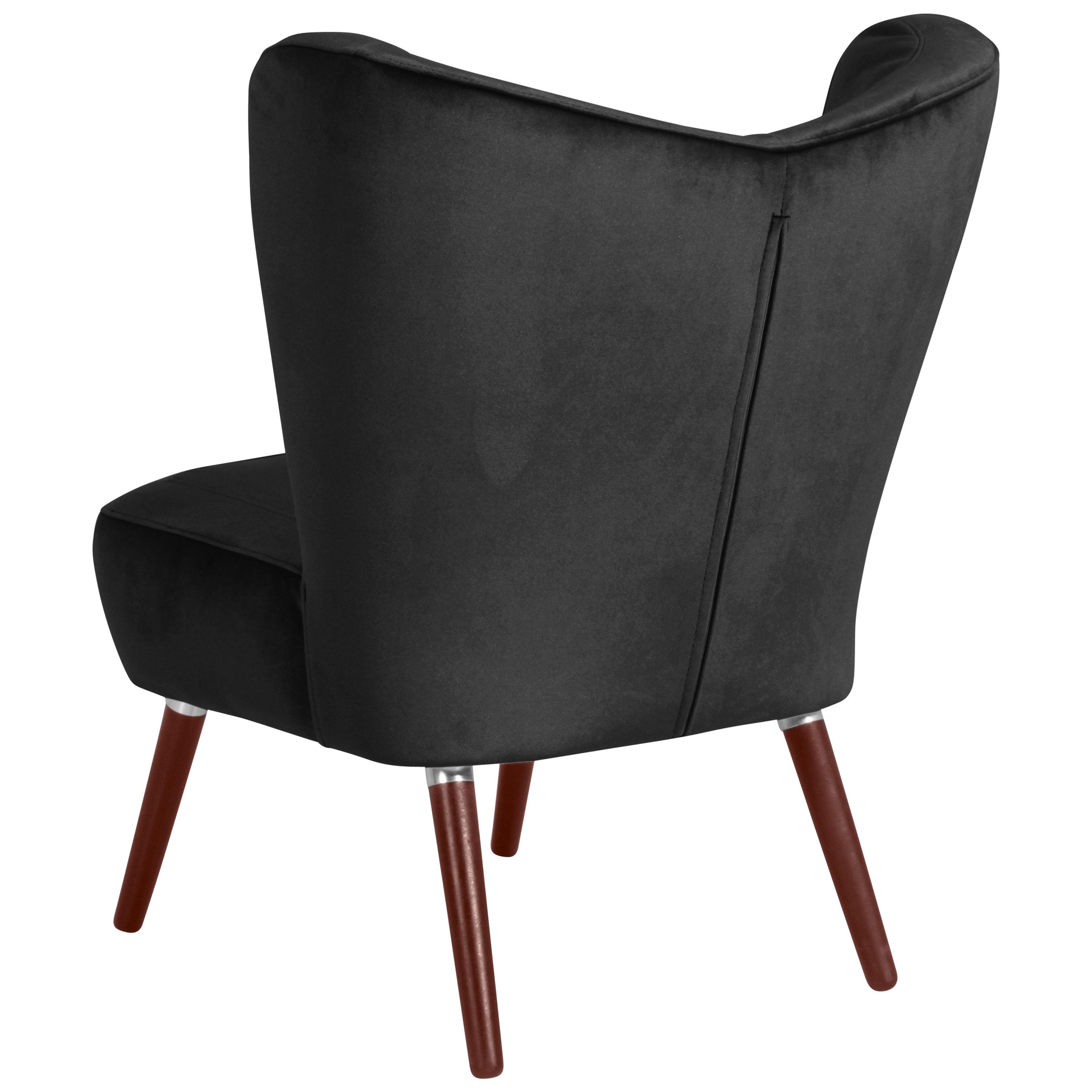 Polstersessel Sari Samt Schwarz - Nussbaumfarben/Schwarz, Design, Textil (70/86/69cm) - Max Winzer