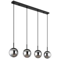 Hängeleuchte 15881-4h H: 120 Cm 4-Flammig Rauchglas - Schwarz, Design, Glas/Metall (90/15/120cm) - Globo